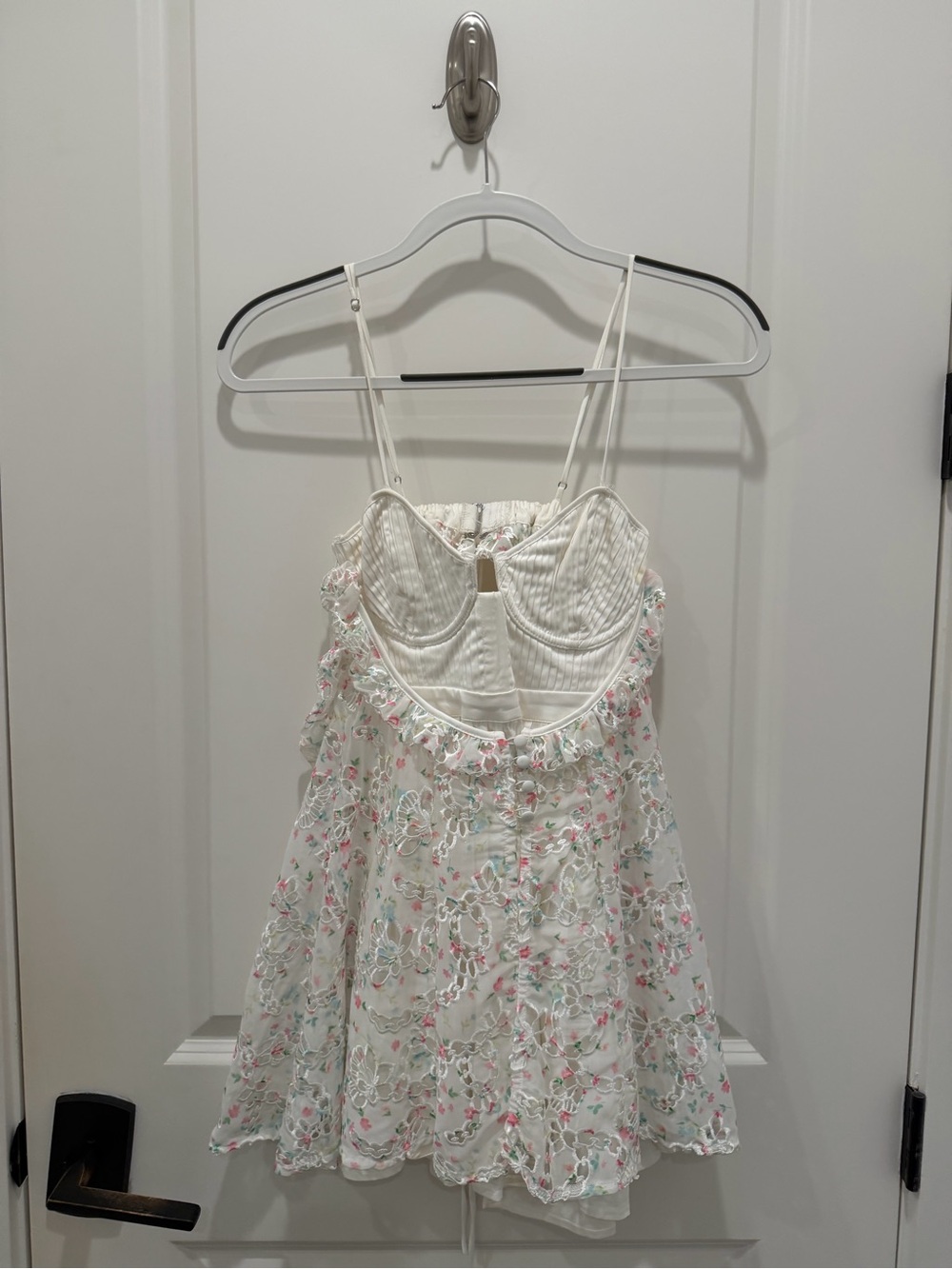For Love & Lemons White Floral Embroidered Mini Chemise